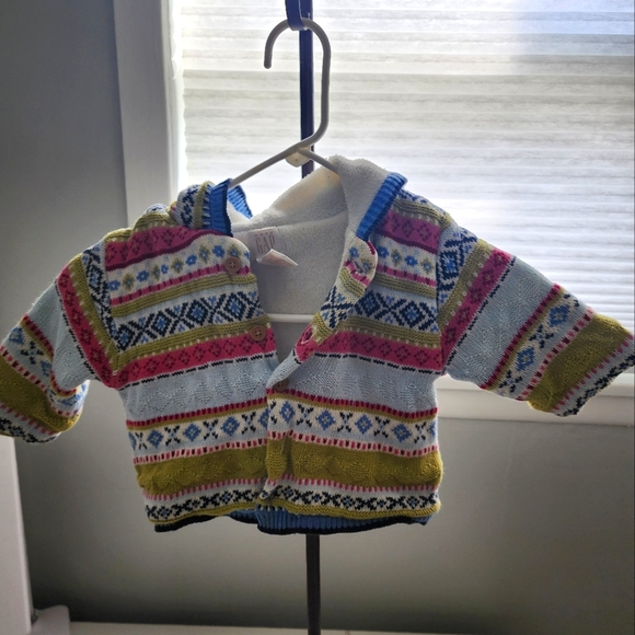 Vintage Baby Gap Fair Isle Sweater Knit Jacket 3-12 months - Picture 2 of 9